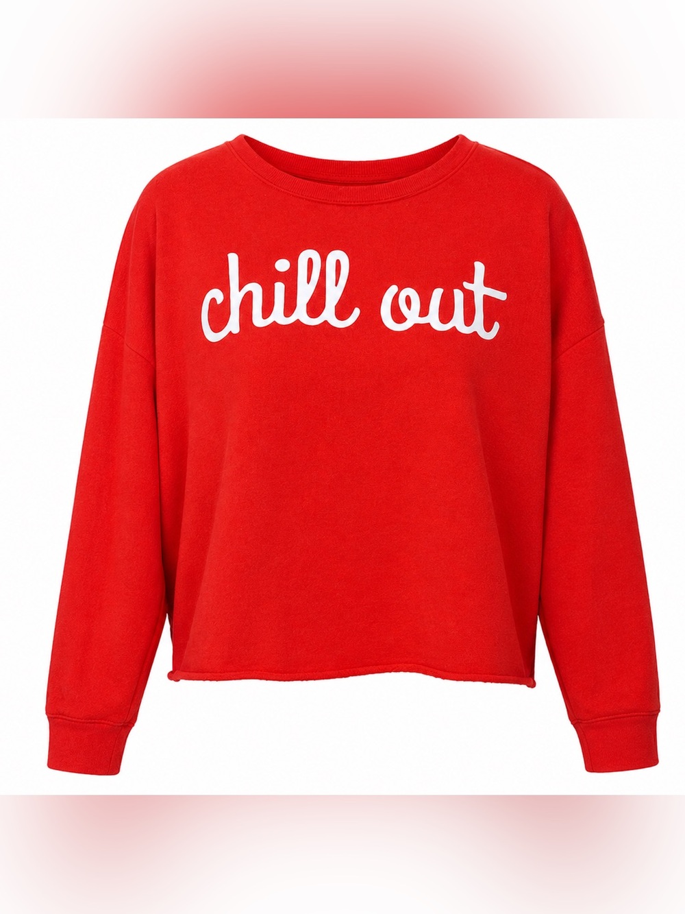 Chill Out Graphic Crop Sweatshirt Orange Oversized Long Sleeve Top Size M